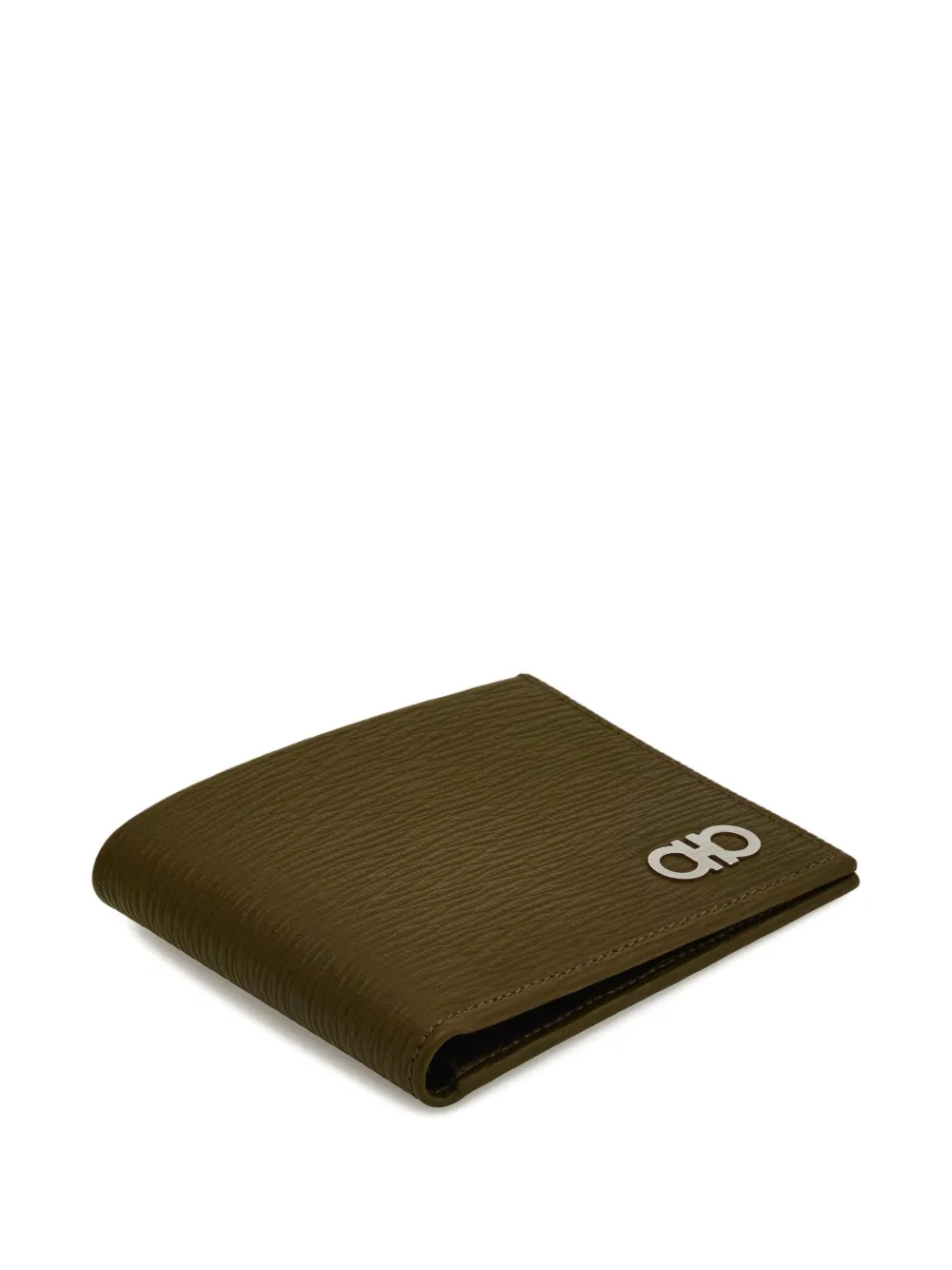 Ferragamo Gancini hammered leather wallet Groen