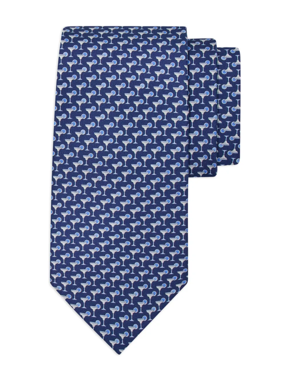 Ferragamo Zijden stropdas met Margarita-print - Blauw
