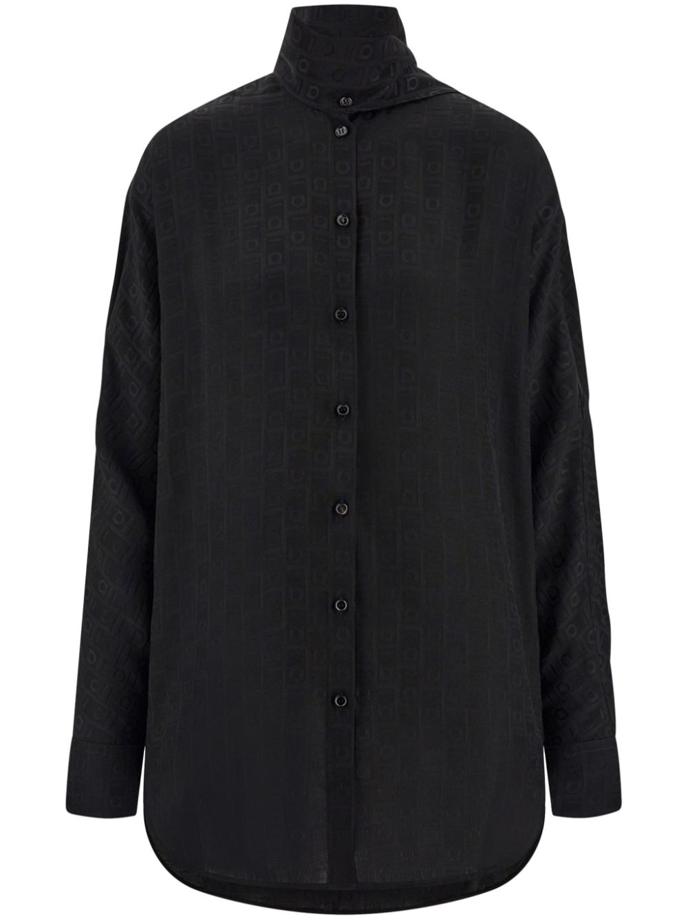 Ferragamo sash-collar silk blouse - Black