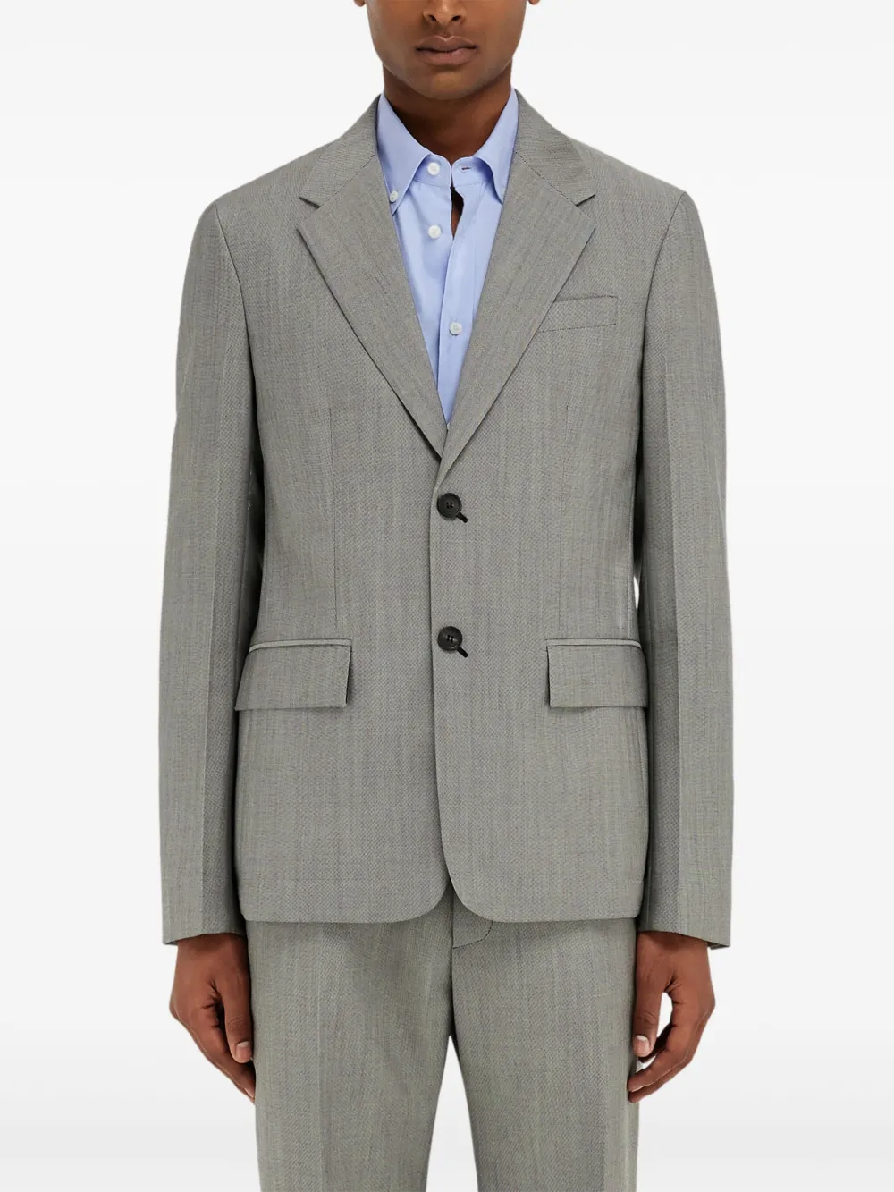 Ferragamo Single-breasted Blazer In Grey