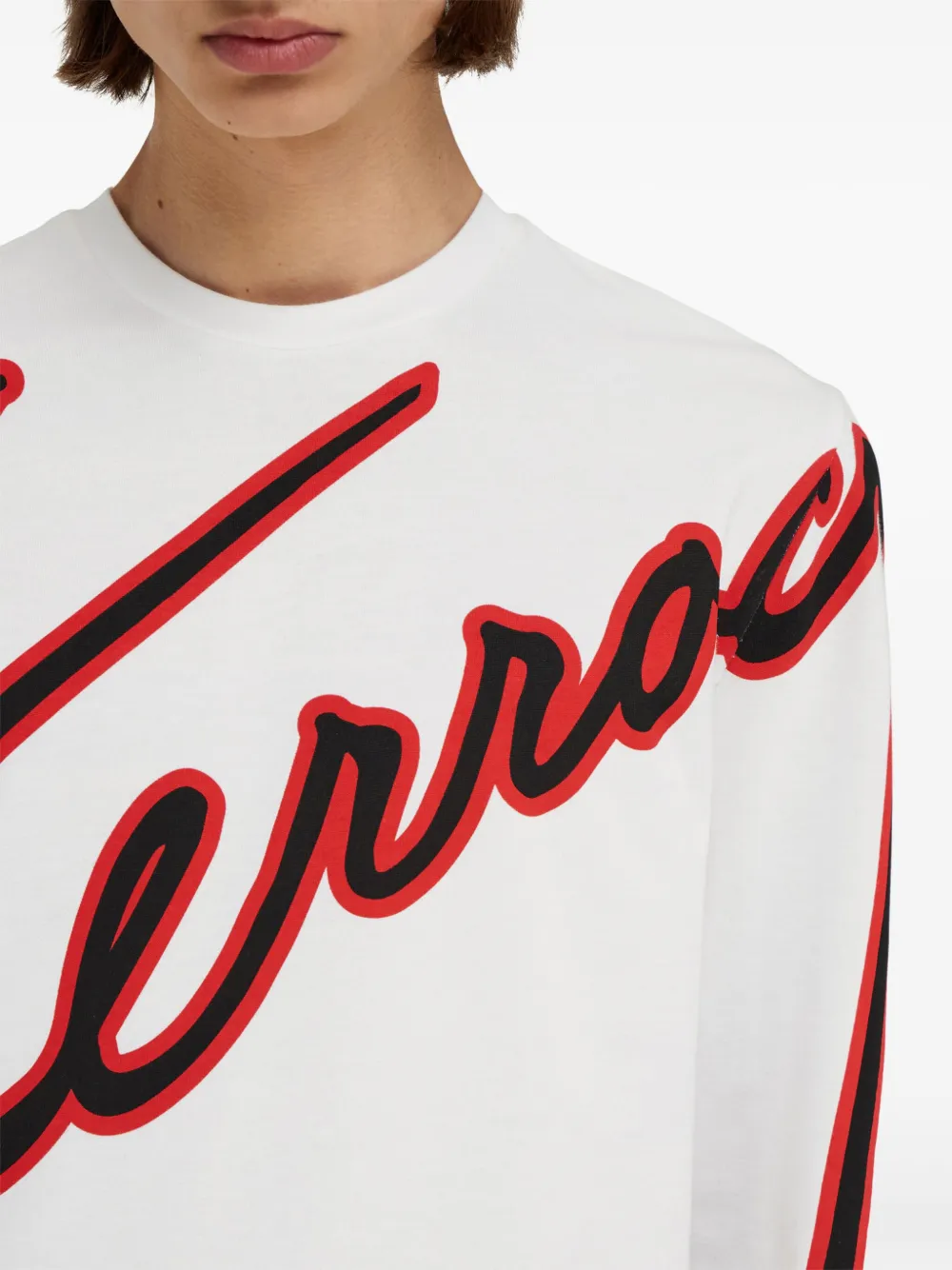 Ferragamo Embroidered Logo T-shirt In White