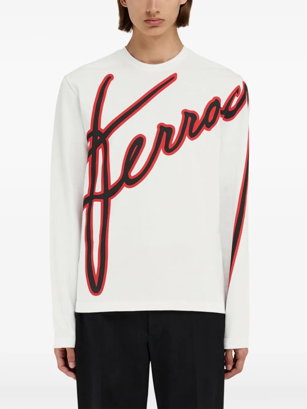Ferragamo Embroidered Logo T-shirt In White