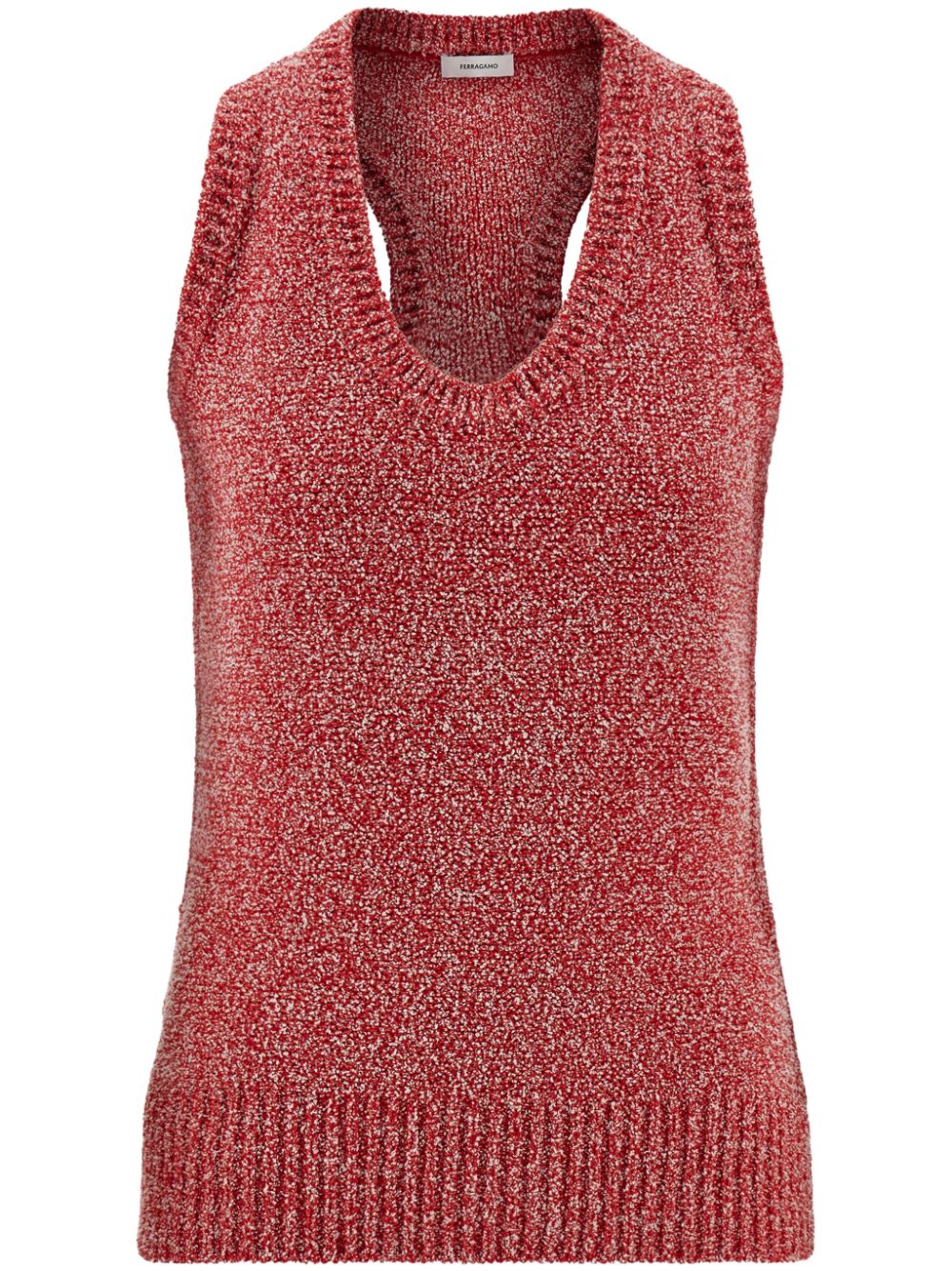 Ferragamo V-neck bouclé tank top - Red