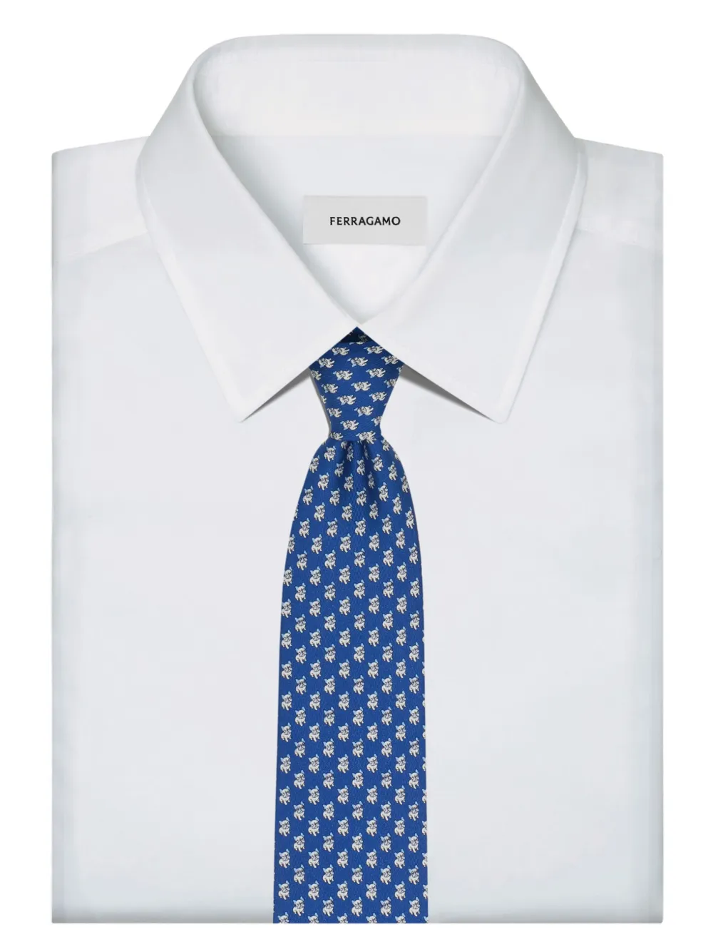 Ferragamo Zijden stropdas met buldog print Blauw