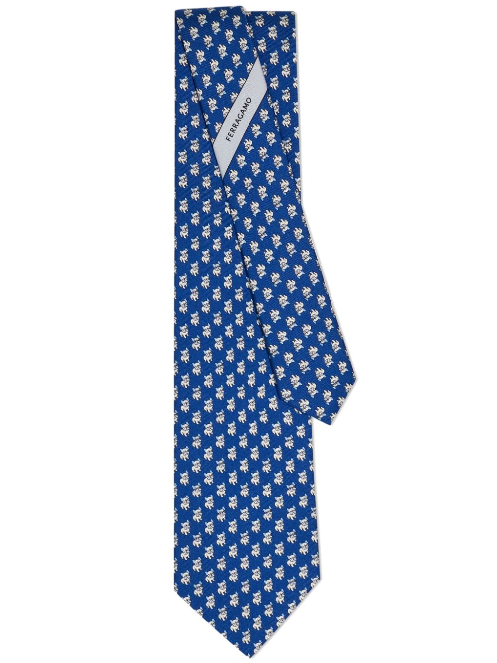 Ferragamo Bulldog silk tie - Blue