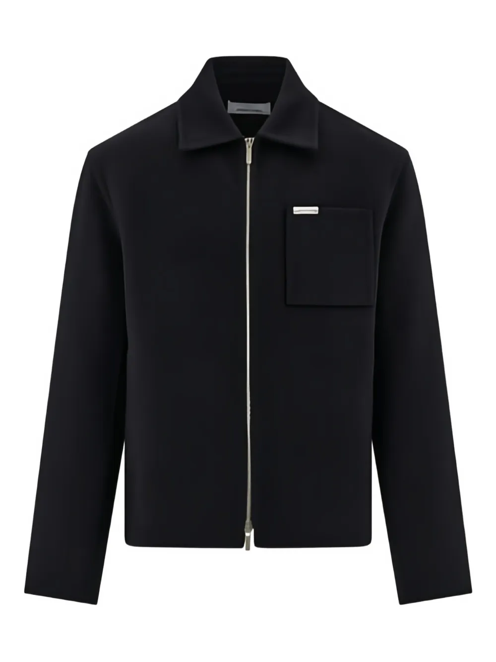 Ferragamo Shirt-collar Zip-front Jacket In Black