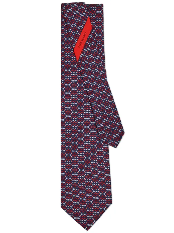 FERRAGAMO ネクタイ ネイビー/レッド 100%シルク Ferragamo ネクタイ | ブルー | FARFETCH JP