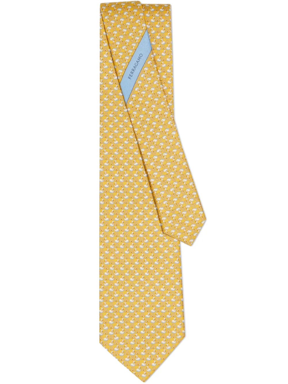 Ferragamo Swan-print silk tie | Yellow | Image 1