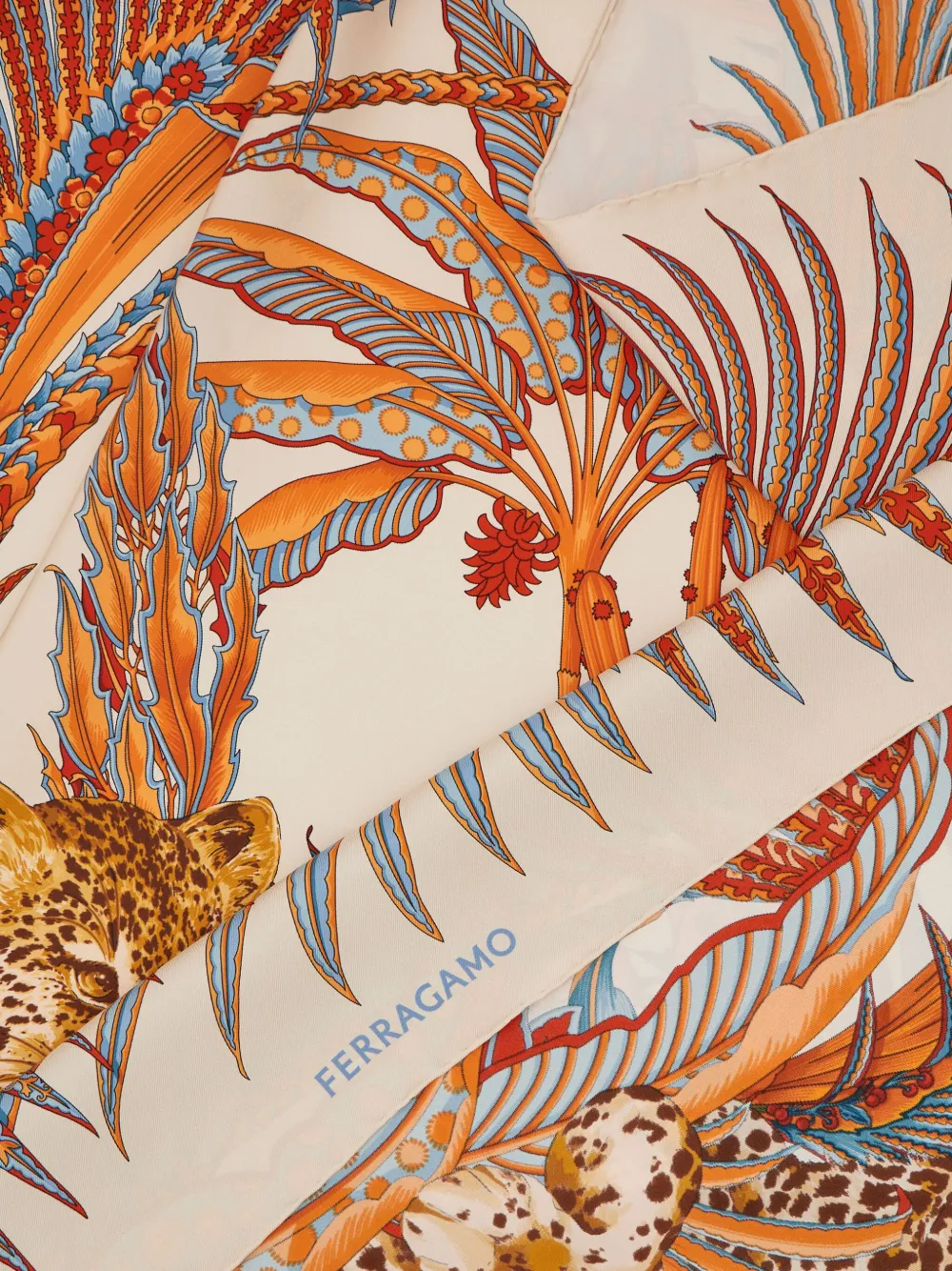 Ferragamo Leopard Print Silk Scarf In Neutrals