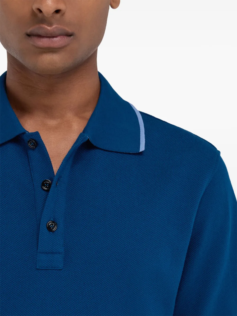 Ferragamo Poloshirt met contrasterende manchetten Blauw