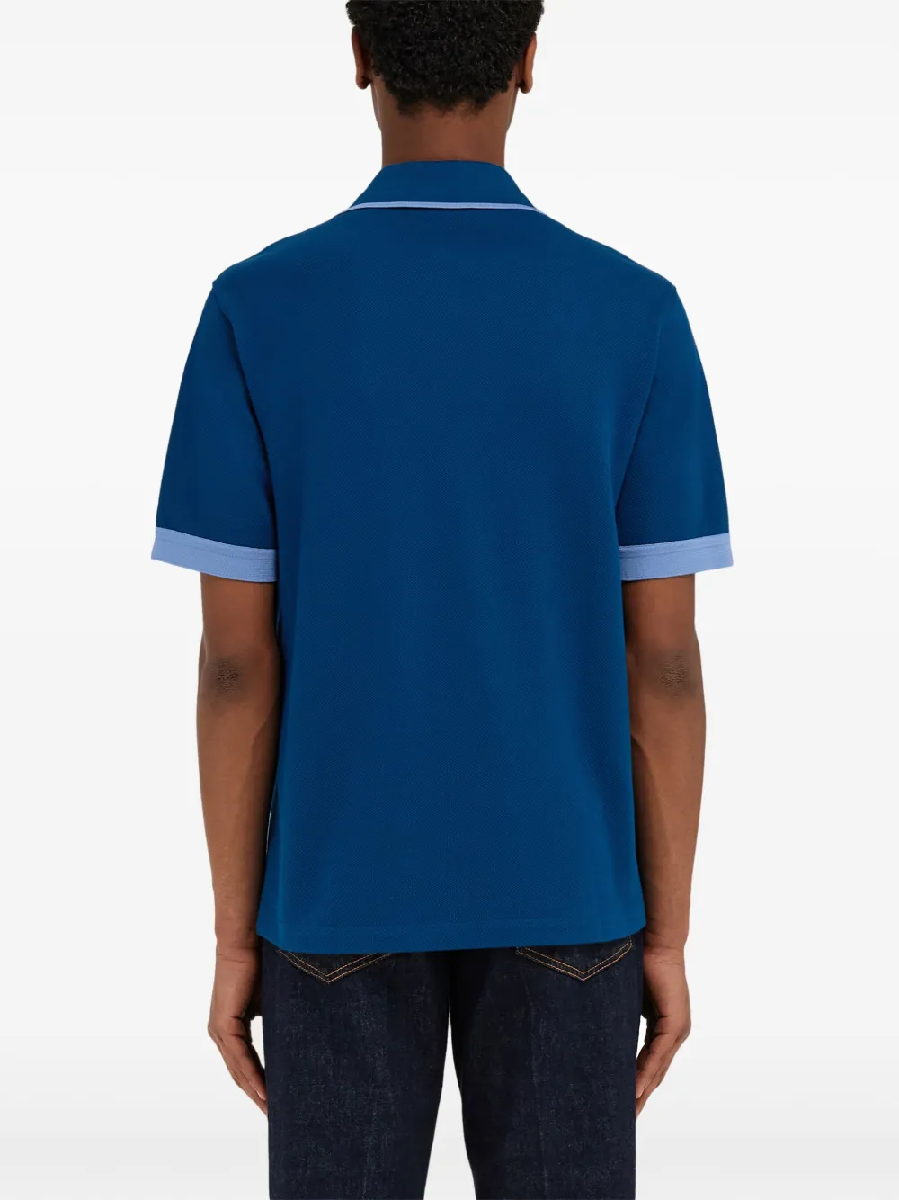 Ferragamo Poloshirt met contrasterende manchetten Blauw