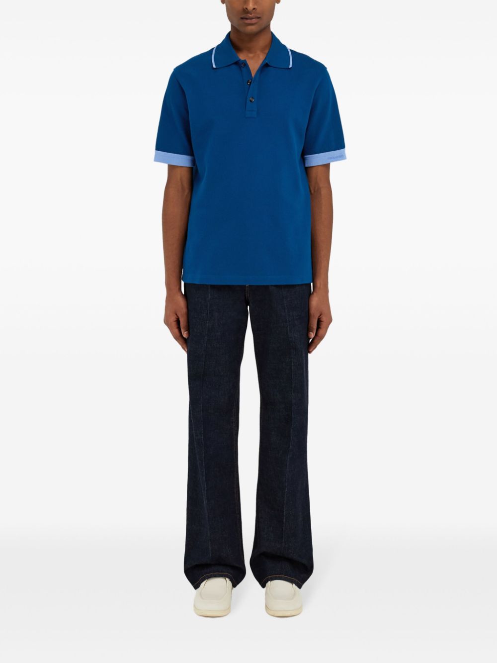 Ferragamo Poloshirt met contrasterende manchetten - Blauw