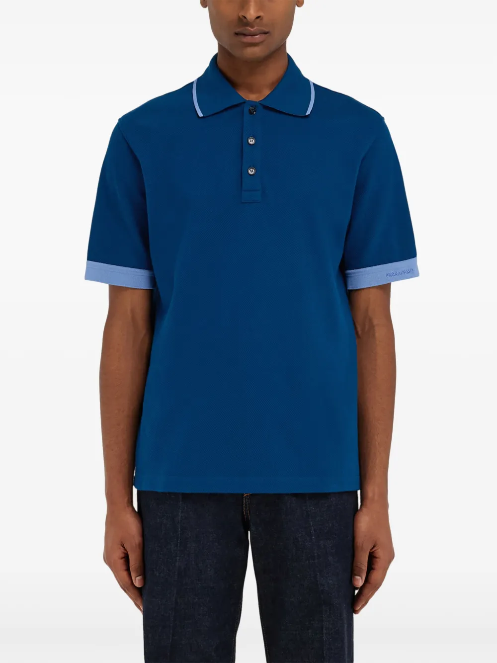 Ferragamo Poloshirt met contrasterende manchetten Blauw