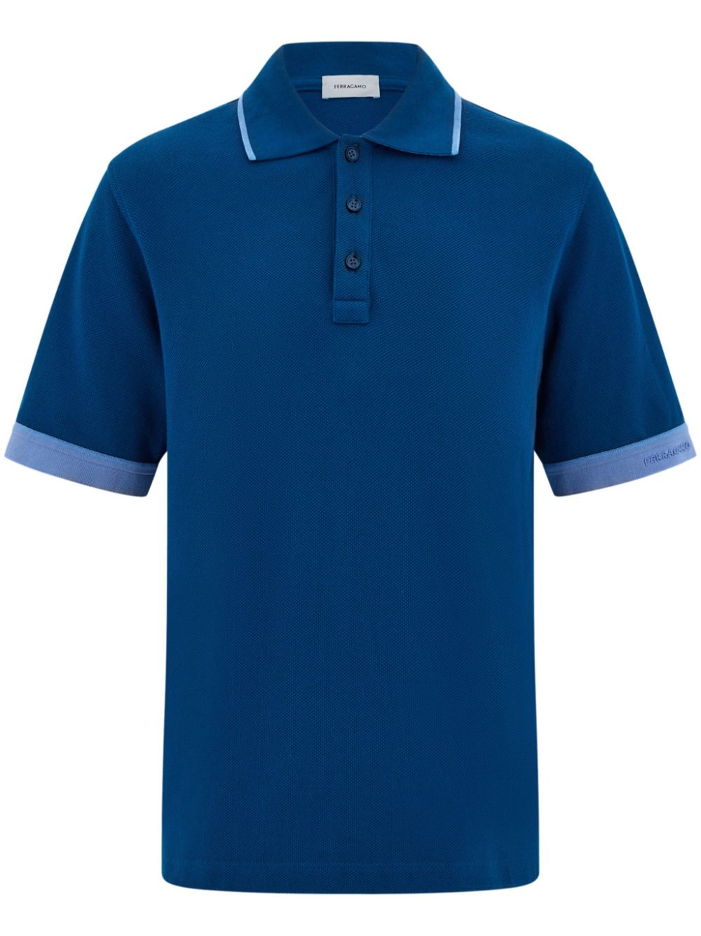 Ferragamo contrasting cuffs polo shirt - Blue