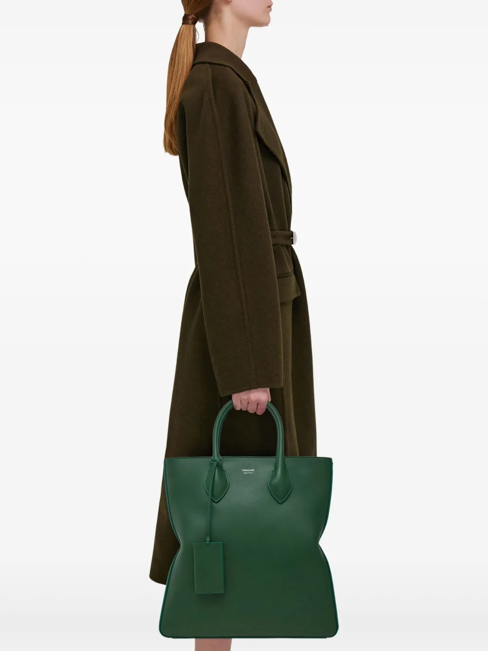 Ferragamo Shopper met sleutelhanger Groen