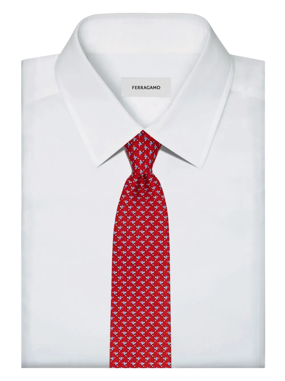 Ferragamo Hummingbird zijden stropdas Rood
