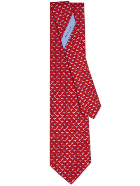 Ferragamo Hummingbird silk tie