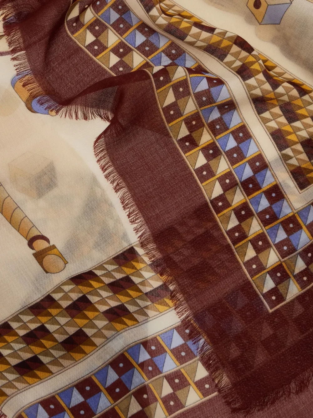 Ferragamo Kasjmier sjaal met geometrische print - Beige