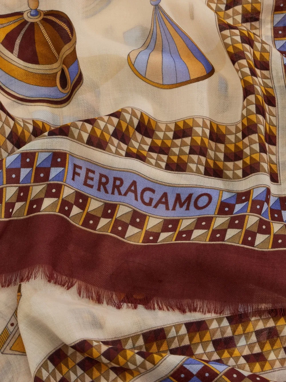 Ferragamo Geometrical Renaissance Print-cashmere Shawl In Multi