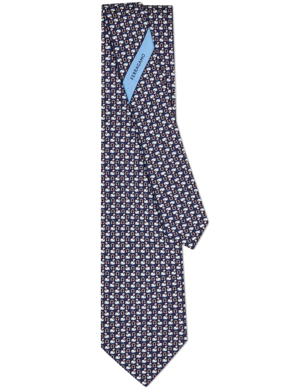 Ferragamo corbata de seda con cisnes estampados | azul | Image 1