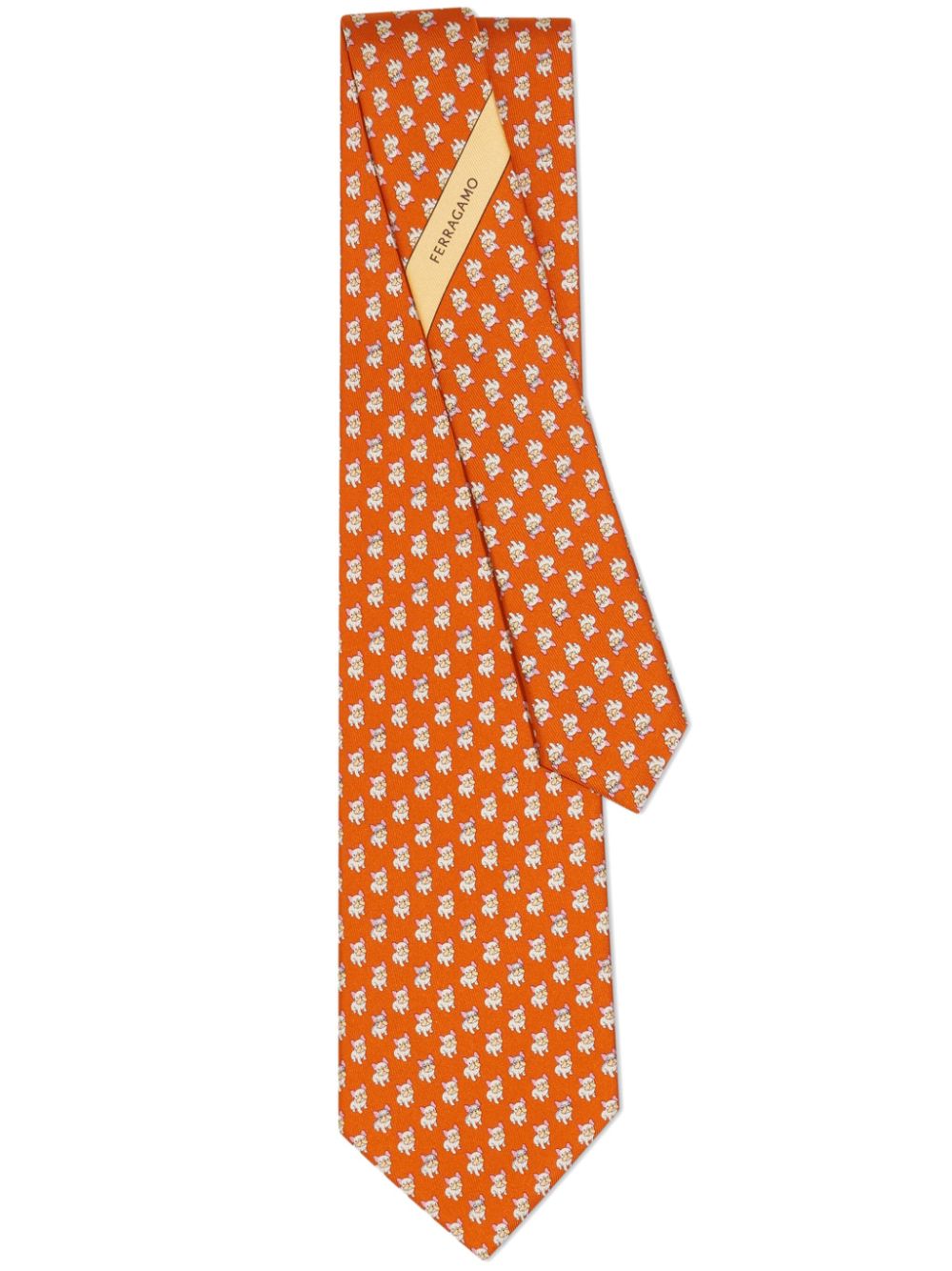 Ferragamo Bulldog silk tie - Orange