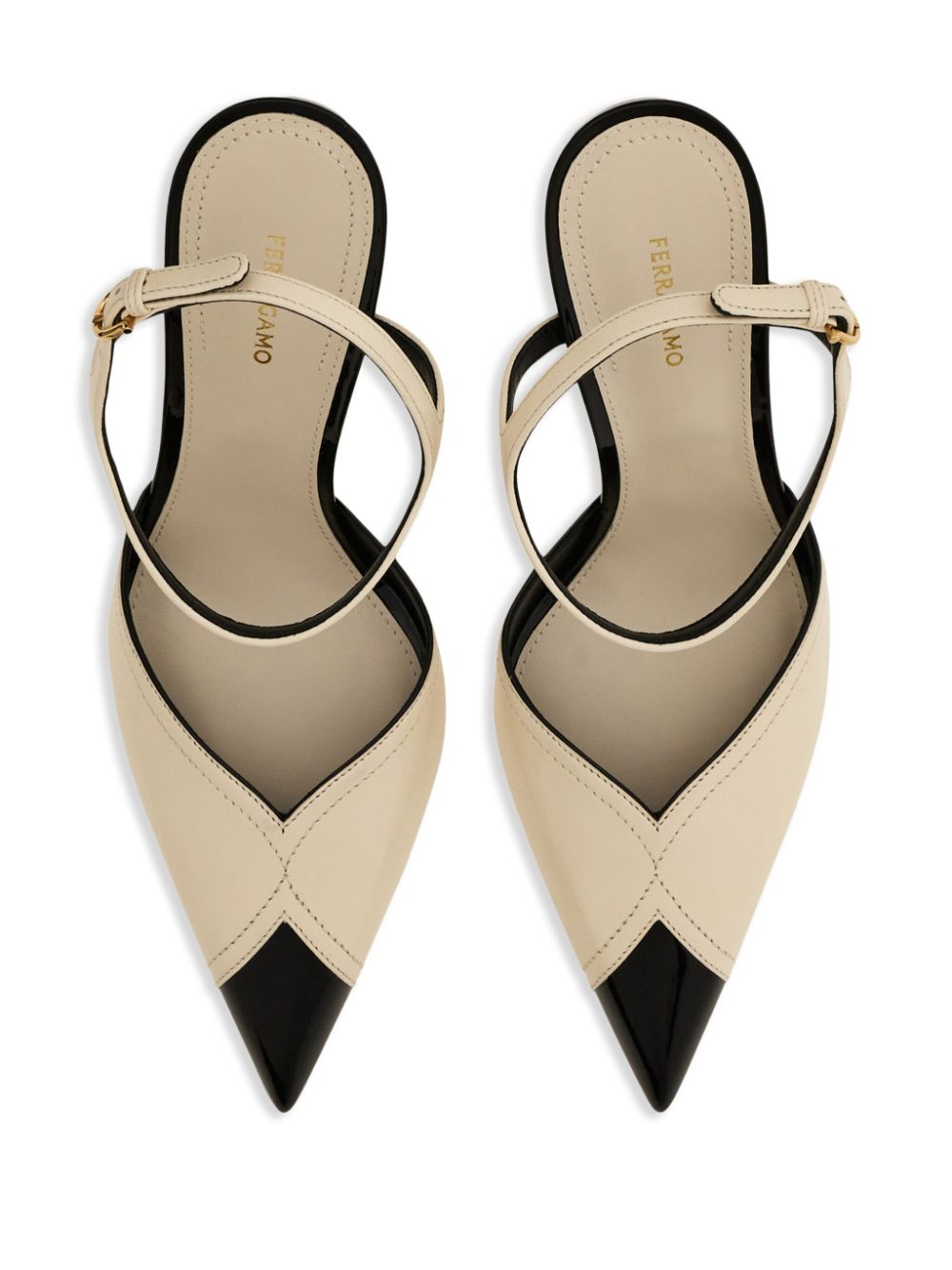 Ferragamo Pumps met contrasterend-inlay Beige