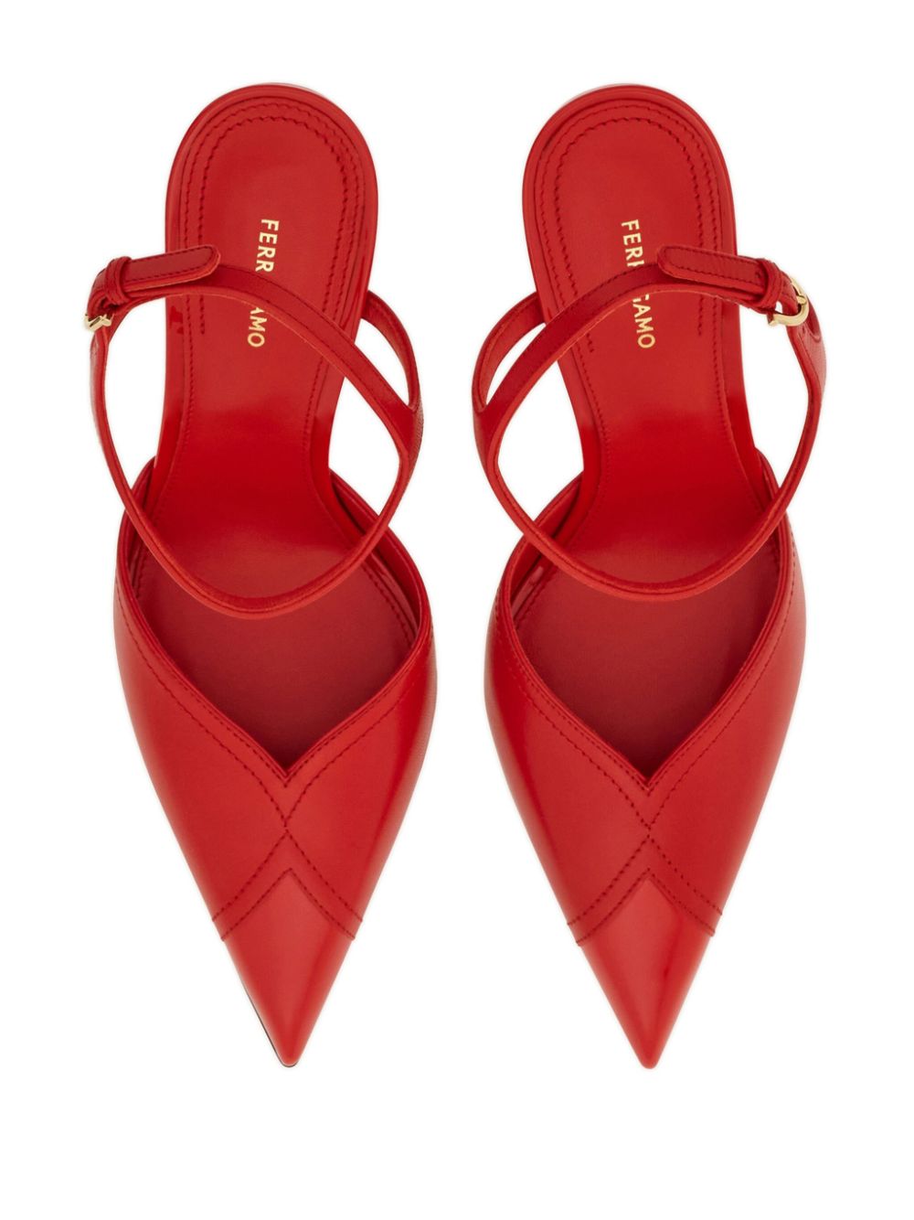 Ferragamo 95mm contrasting-inlays pumps Red