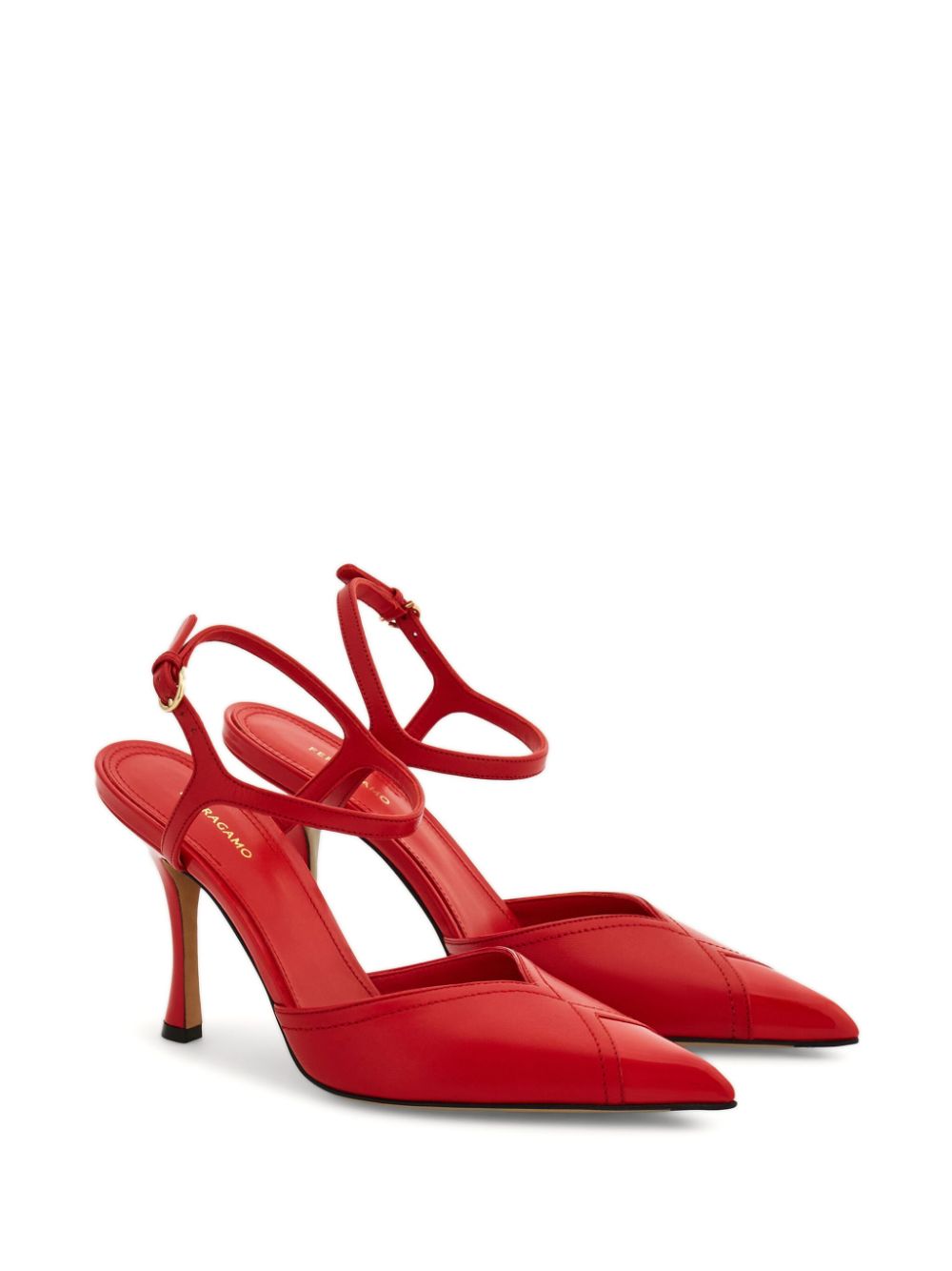 Ferragamo 95mm contrasting-inlays pumps - Rood