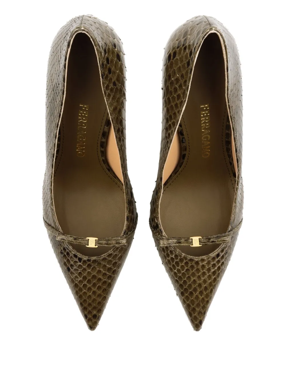 Ferragamo bow pumps Green