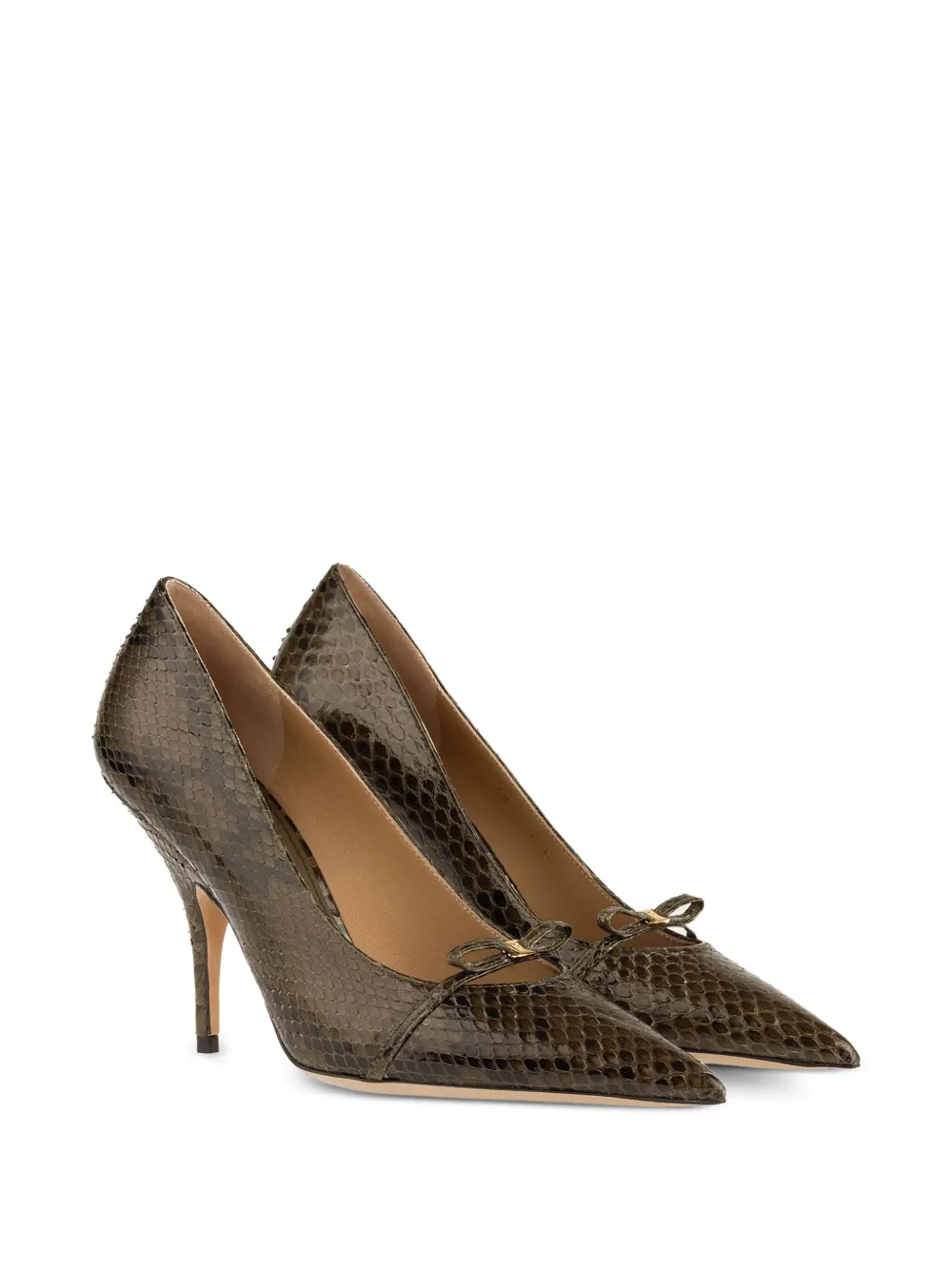 Ferragamo bow pumps Green