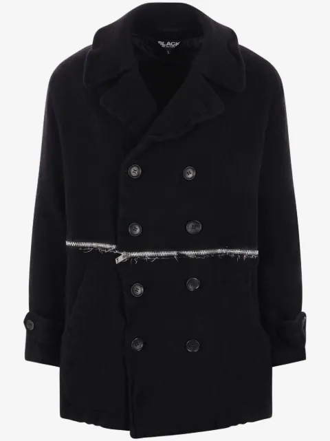 Black Comme Des Garçons Klassischer Wollmantel