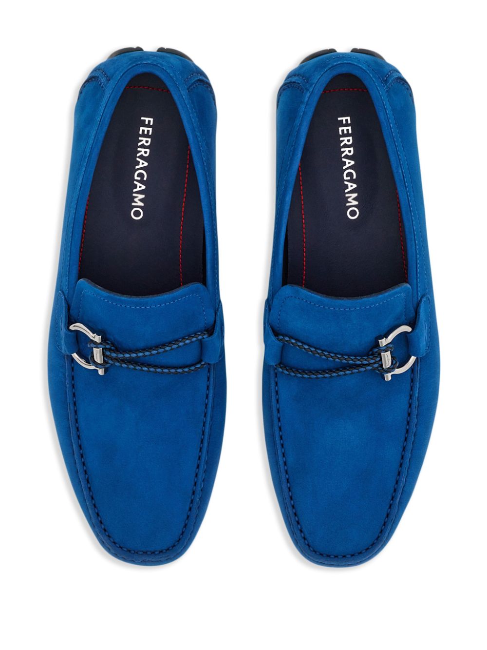 Shop Ferragamo Gancini-plaque Loafers In Blue