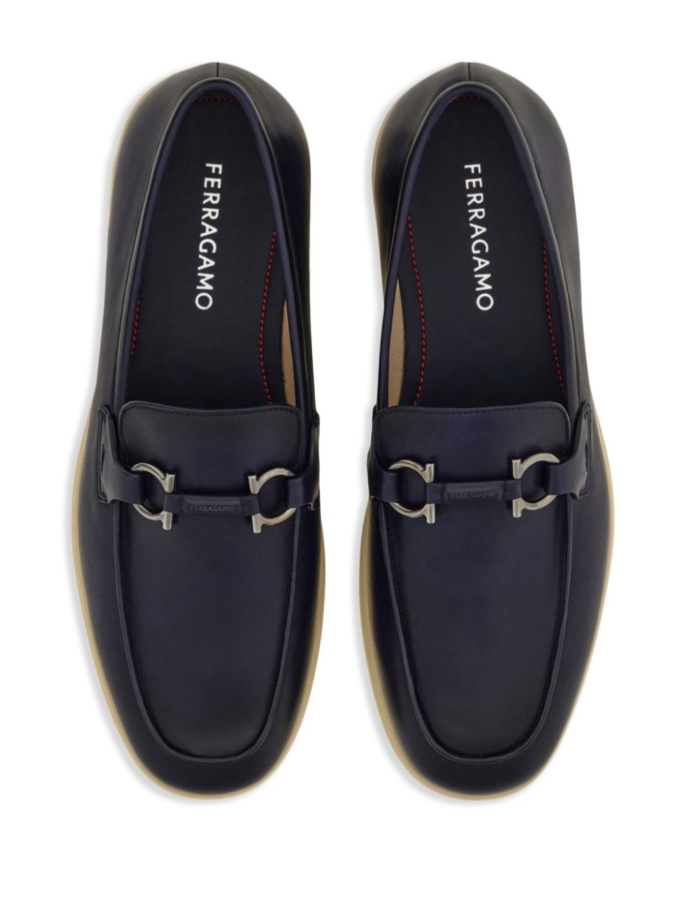 Ferragamo Gancini-plaque leather loafers Blue