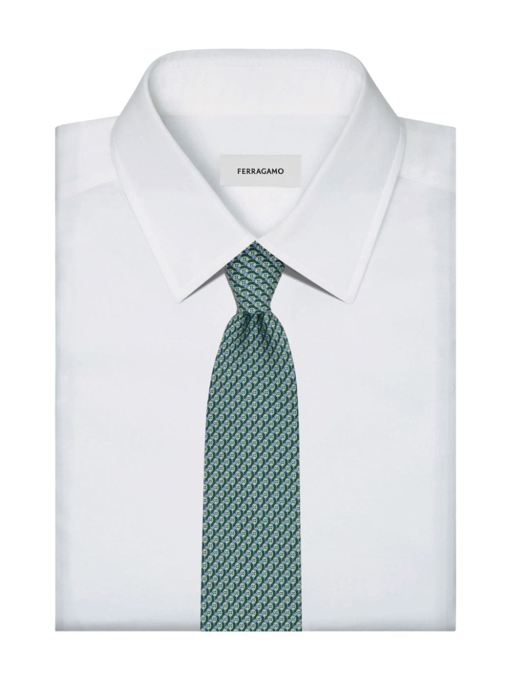 Shop Ferragamo Tennis-print Tie In Grün