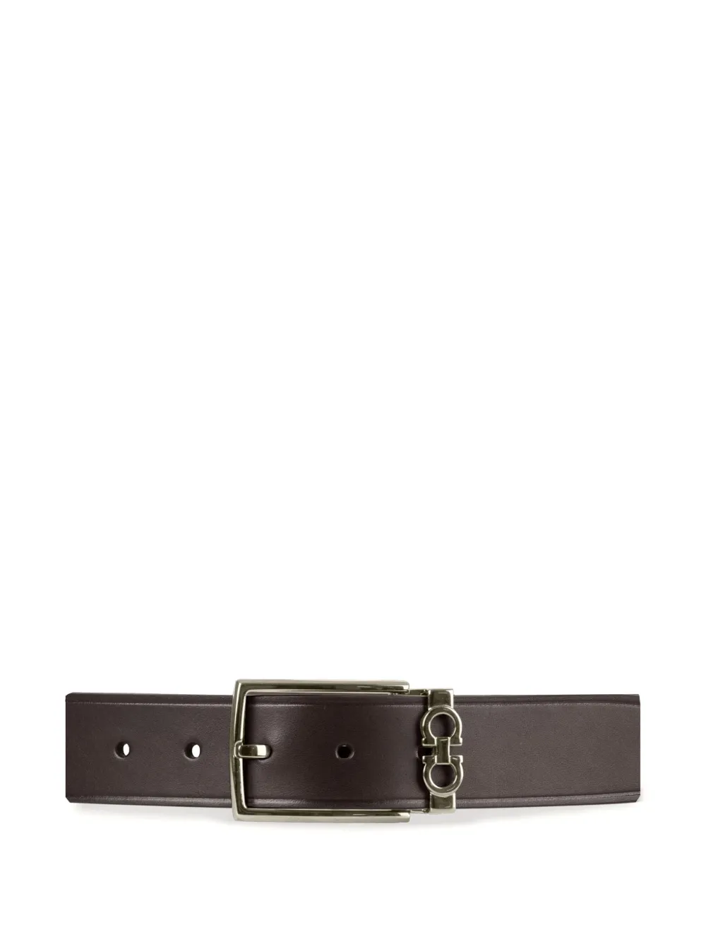 Ferragamo Reversible Leather Buckled Belt In Brown