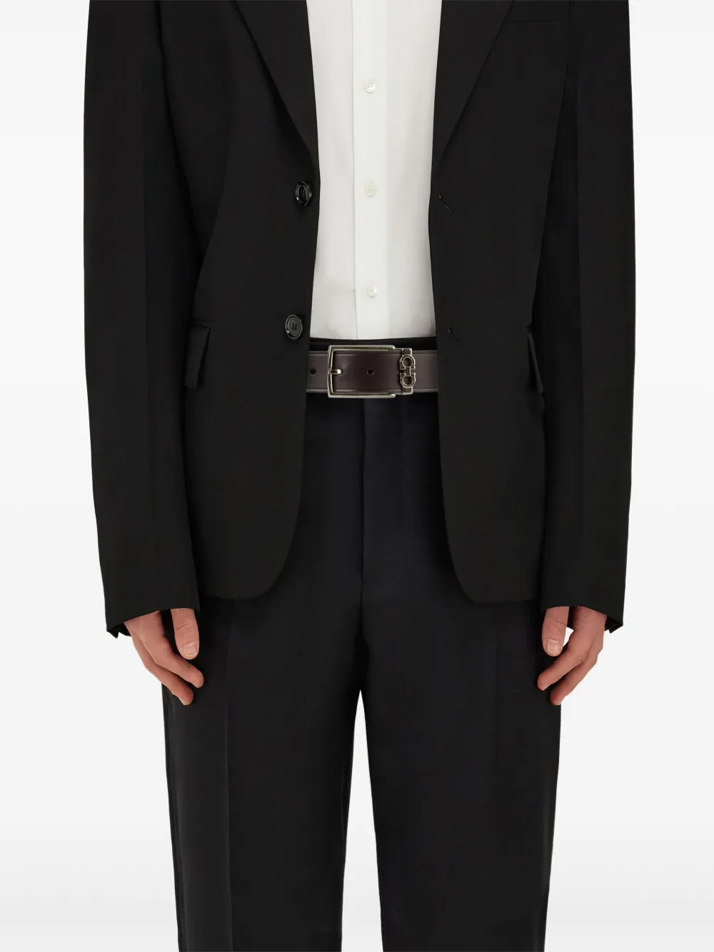 Ferragamo Reversible Leather Buckled Belt In Brown