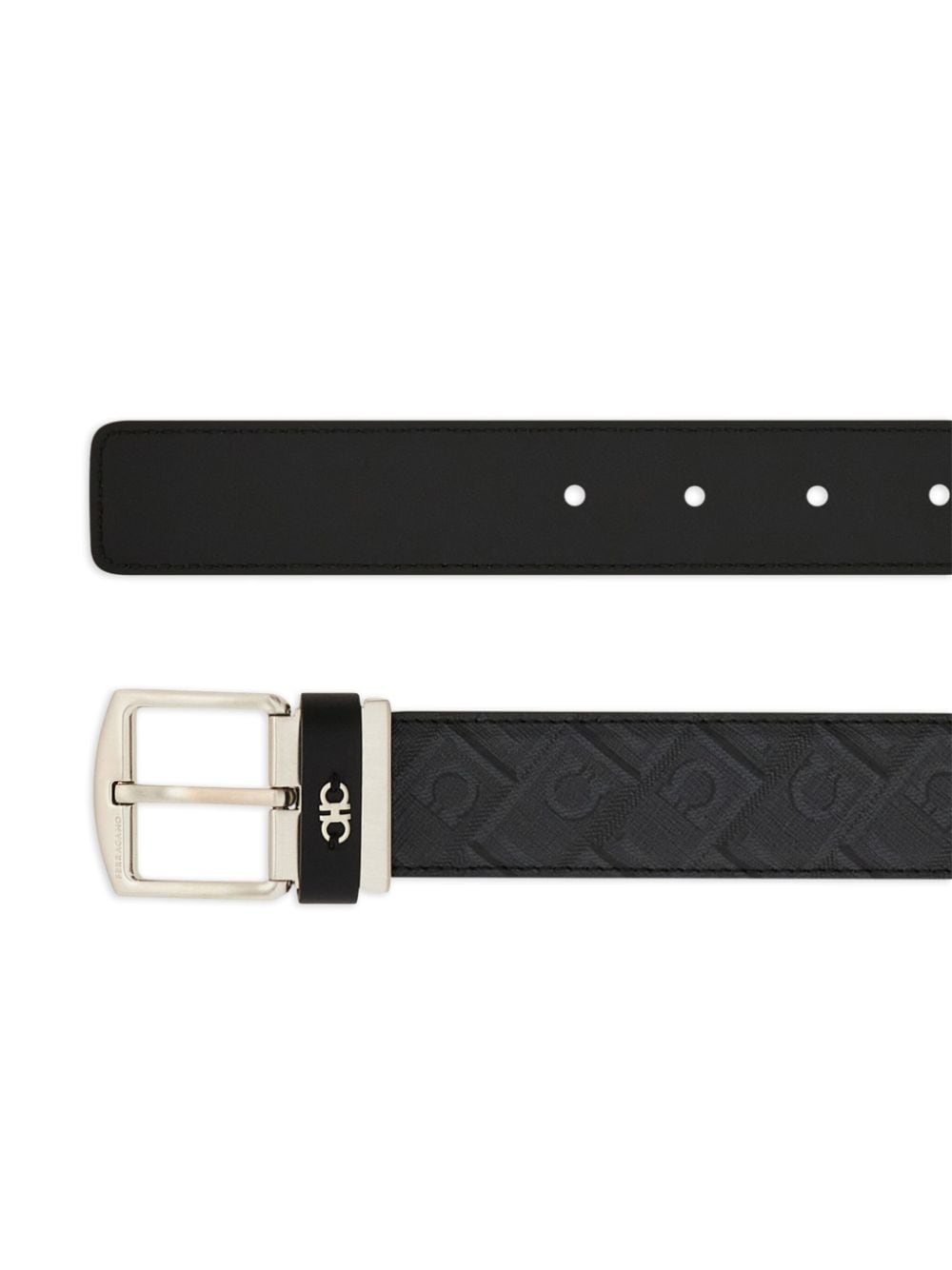 Shop Ferragamo Reversible Belt In Grey