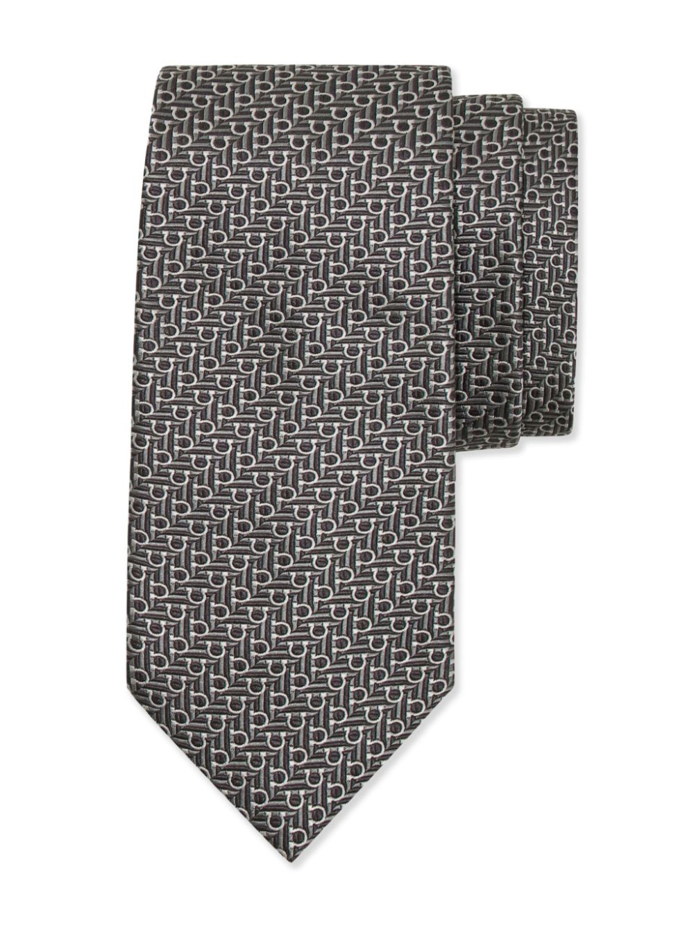 Ferragamo diagonal Gancini jacquard tie - Grey