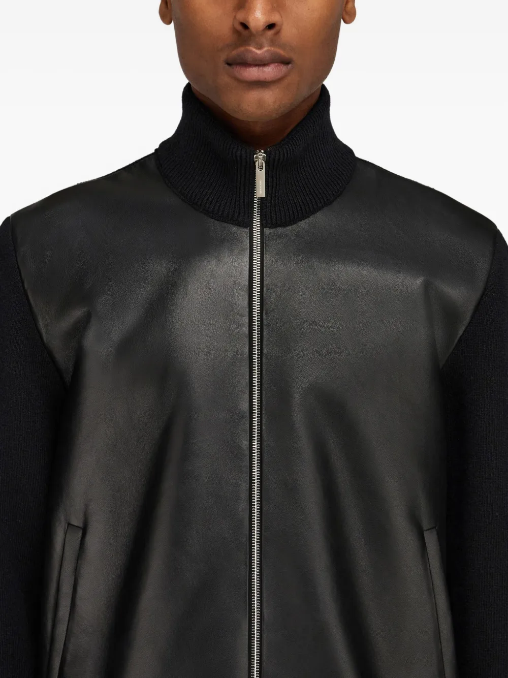 Ferragamo Leren jack Zwart