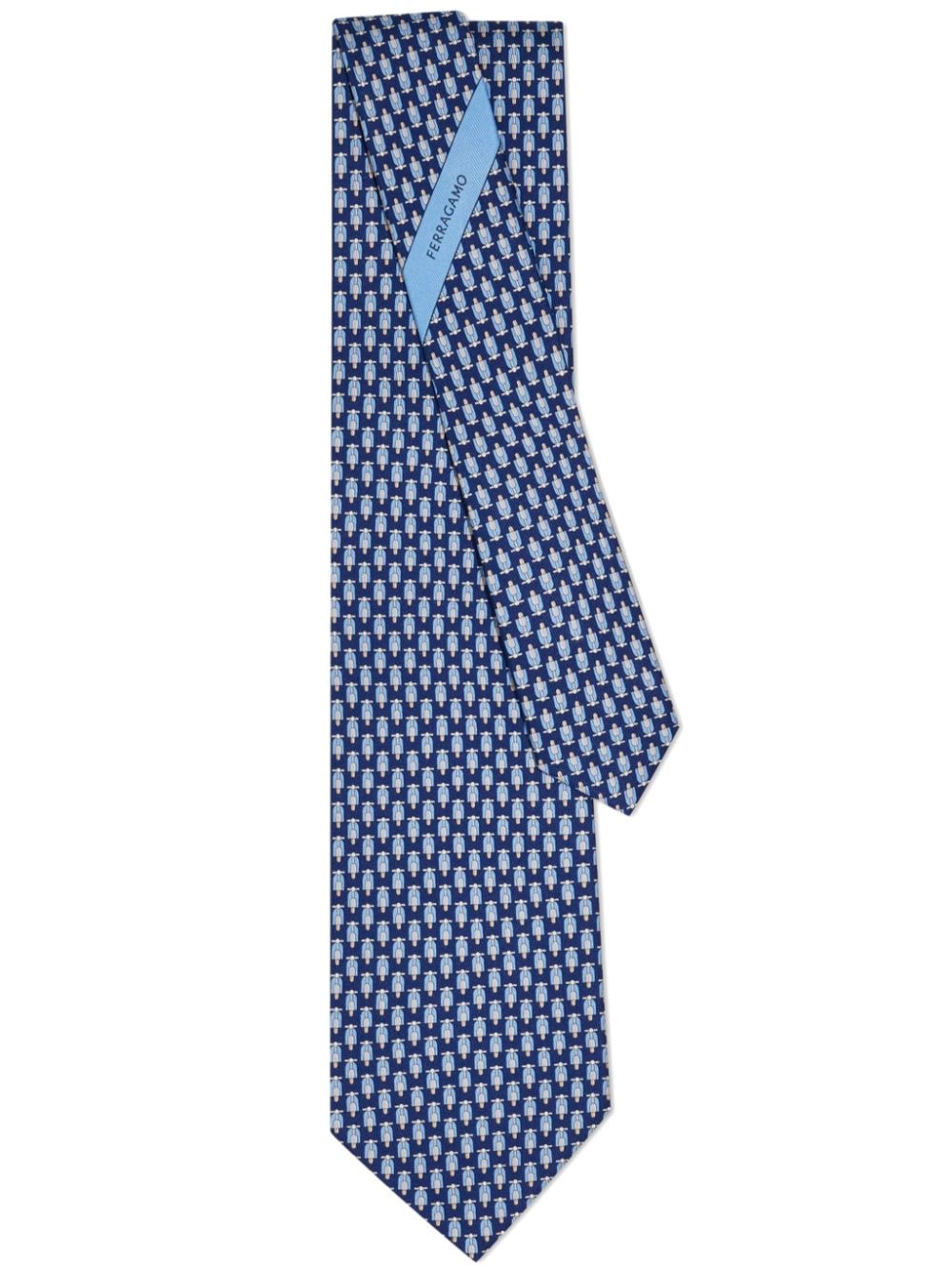 Shop Ferragamo Scooter Print Tie In 蓝色