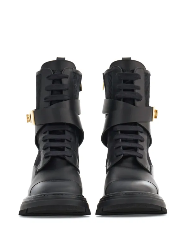 ブーツその他 Ferragamo Glossy Black Leather Combat Boots Ferragamo Glossy Black Leather Combat Boots | ModeSens