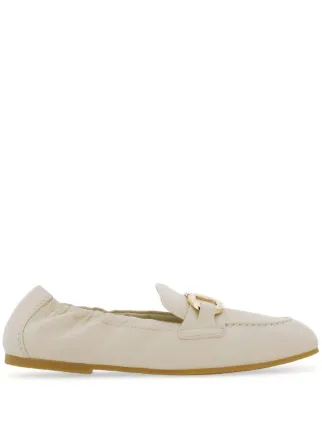 Ferragamo Elasticated Leather Loafers | White | FARFETCH display picture 1