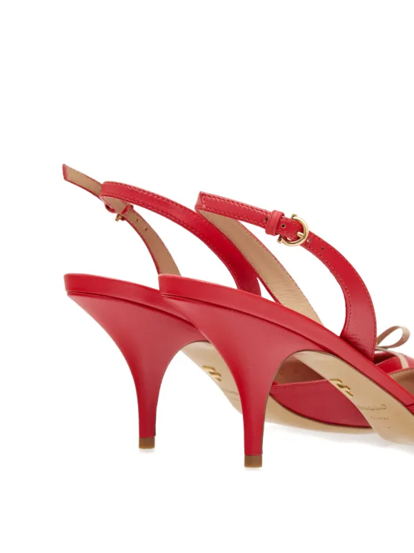 極美品 ☆Ferragamo☆ ミニスカーフ 靴 ハイヒール 蝶 花 レッド
