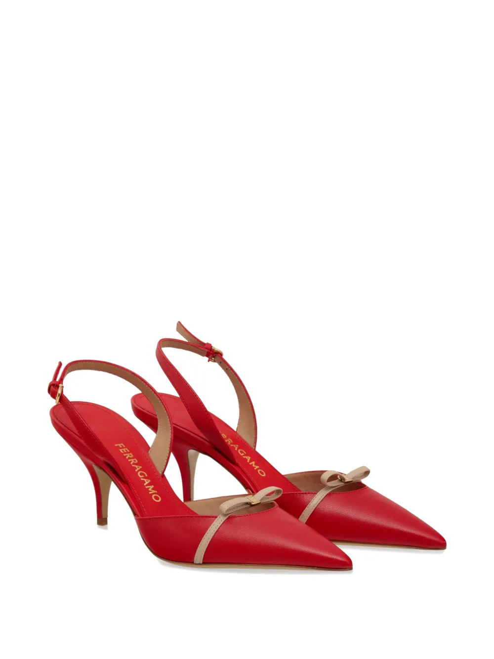 Ferragamo 70 mm slingback pumps met mini-strik - Rood