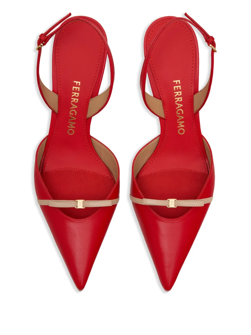 Ferragamo 70mm mini-bow slingback pumps Red