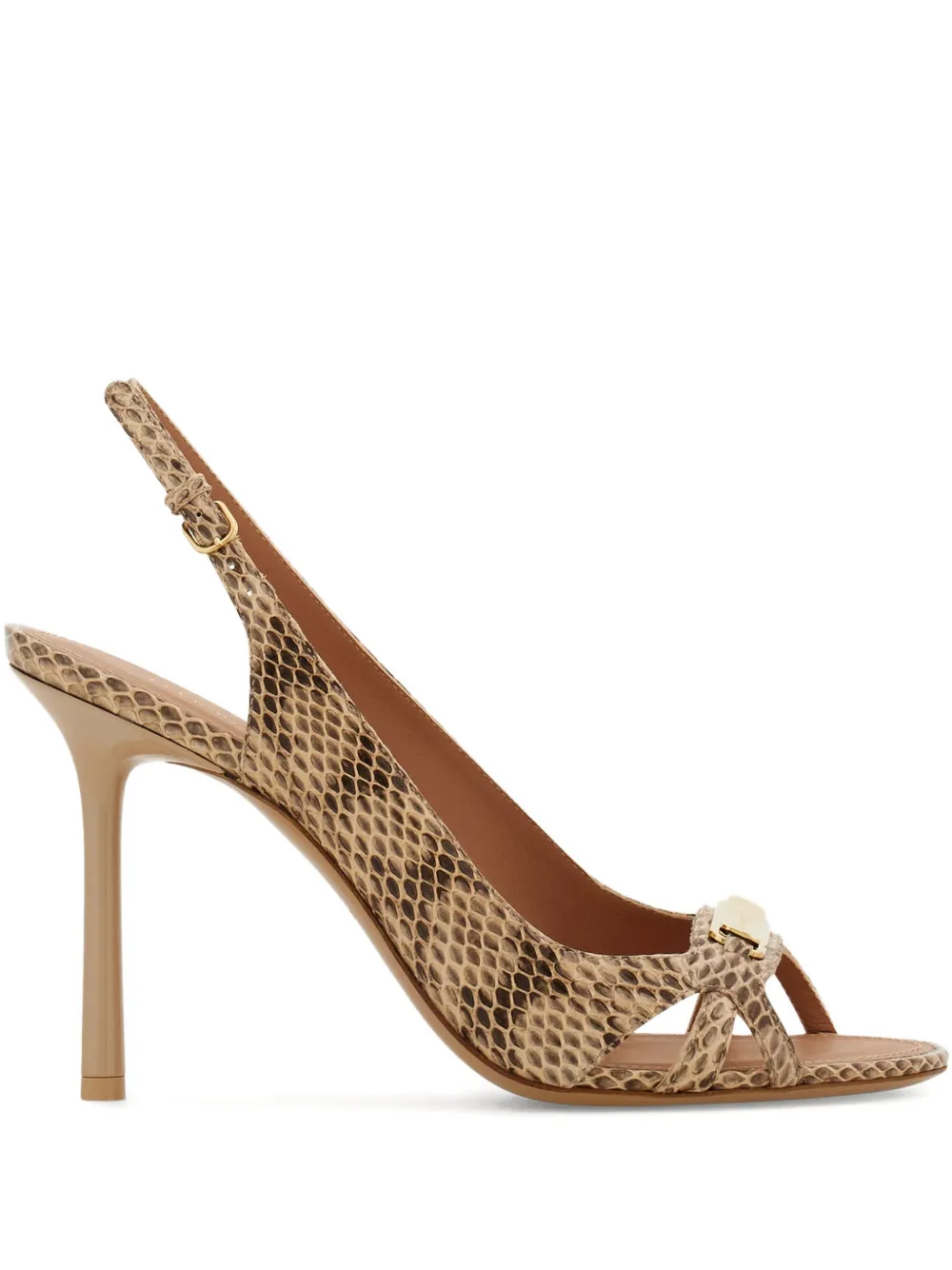 Ferragamo 95mm New Vara snakeskin slingback sandals Brown