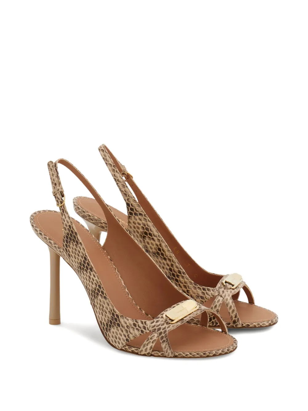 Ferragamo 95mm New Vara snakeskin slingback sandals Brown