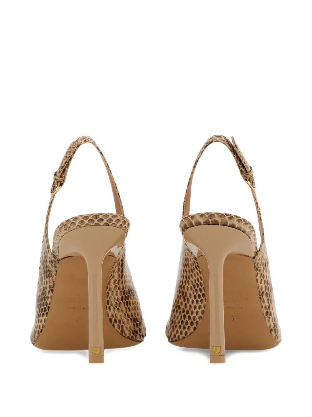 Ferragamo 95mm New Vara snakeskin slingback sandals Brown