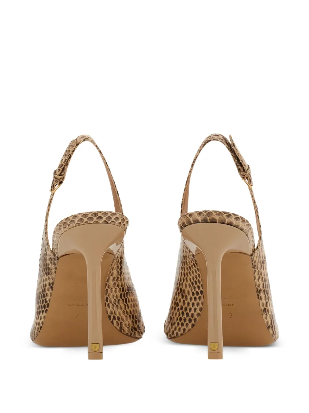 Ferragamo 95mm New Vara snakeskin slingback sandals Brown