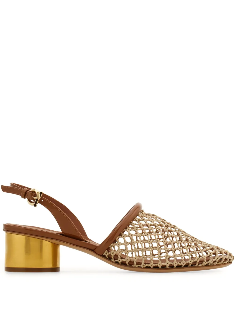 Ferragamo 40 mm slingback pumps met mesh Beige